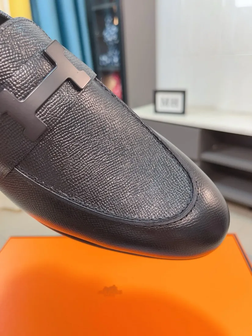 Men's shoes 💰560🌹🌹Niuli "HERMES" Hermès business leather shoes, original factory configuration, original imported cowhide upper + luxury hardware logo + fully imported original customized cowhide lining, sole: rubber wear-resistant outsole, difficult craftsmanship, original factory follow-up goods, 🔍🔍high quality code number: 38-44 45 can be customized